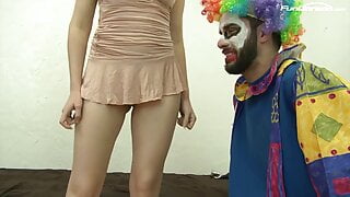 Nickey Huntsmans hairy pussy gets fucked by a clown