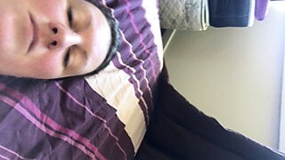Early morning close up solo selfie dildoing   Her tight bald pussy without any lube