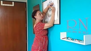 Indian nudist painting Indian pattern – Mandala. Relax music. Naked art workshop. Scene 5