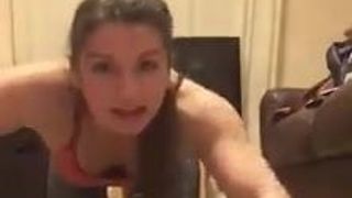 Kat getting a sweat on